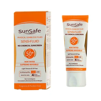 تصویر فلوئید ضد آفتاب فیزیکال SPF50 سان سیف پوست حساس