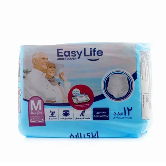 تصویر پوشک شورتی بزرگسال سایز متوسط ایزی لایف 12 عددی