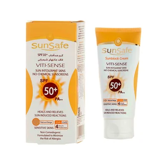 تصویر ضد آفتاب رنگی پوست حساس SPF50 سان سیف