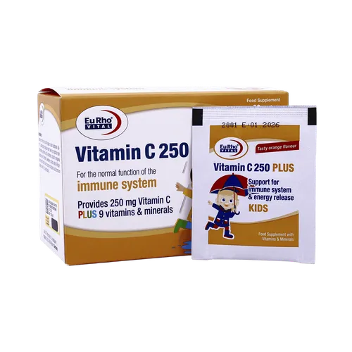 ساشه ویتامین سی 250 پلاس کیدز یوروویتال نمای ۲